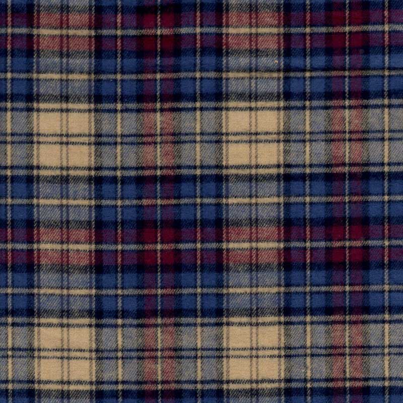 Green Mountain Flannel fabric - tan, blue, maroon, yellow small plaid