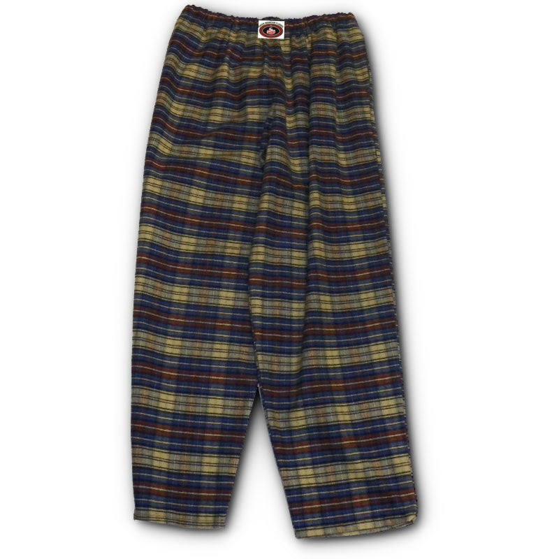 Flannel Lounge Pants with elastic waist - blue, yellow, brown and white plaid
