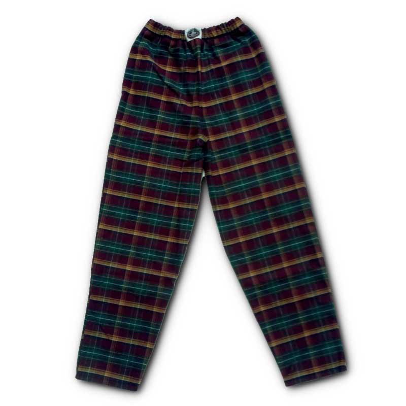 Flannel Lounge Pants with elastic waist - burgundy, orange, green and white plaid