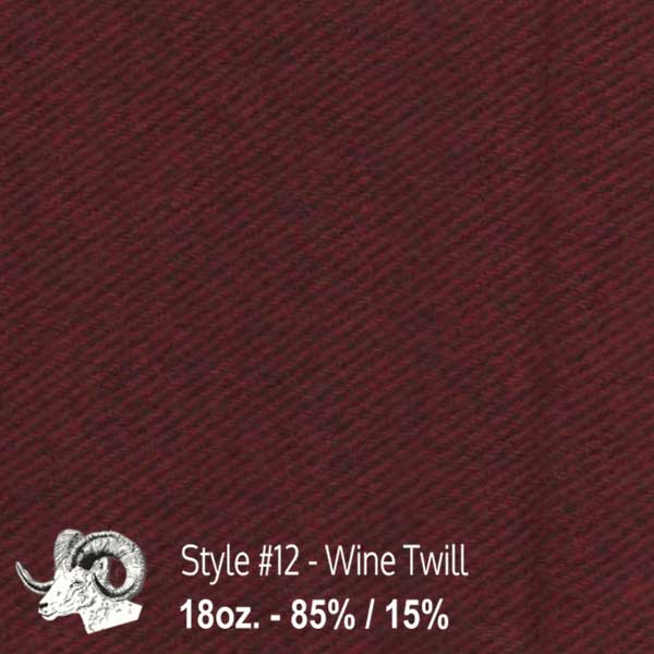 Johnson Woolen Mills swatch - wine twill solid