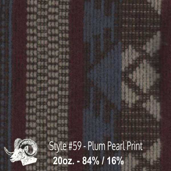 Johnson Woolen Mills swatch - plum, beige, slate blue print