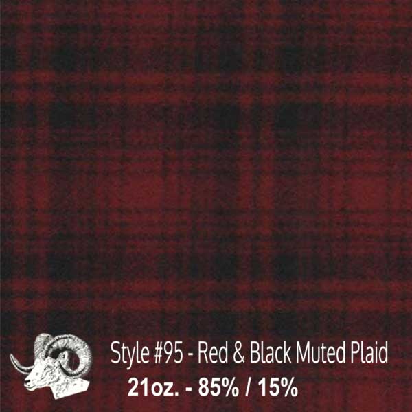 Johnson Woolen Mills Swatch, Red & Black Muted Plaid