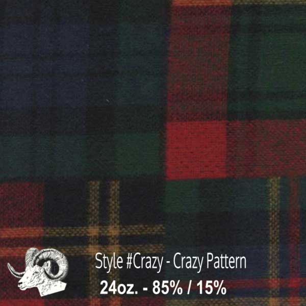 Johnson Woolen Mills swatch - red, blue, green, yellow plaid - mixed pattern