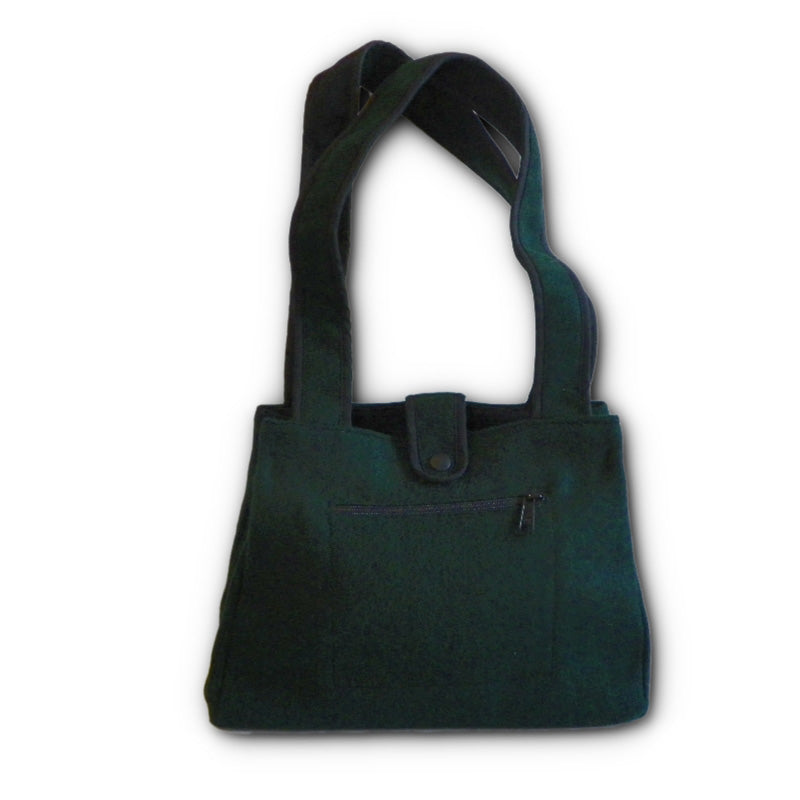 Johnson Woolen Mills Medium Tote Bag with nylon lining and snap closure - spruce green