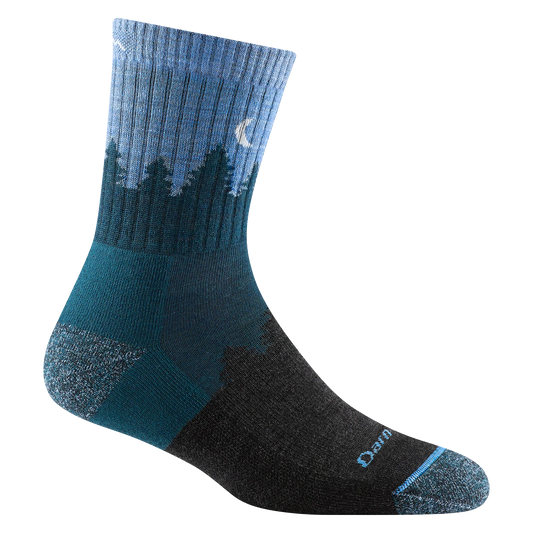 Darn Tough Womans Treeline Micro Crew Midweight Hiking Sock, Blue with shades of blue, side view