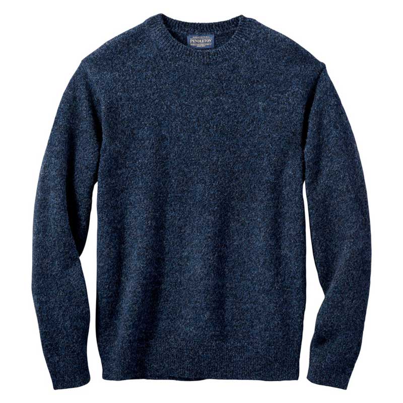 Pendleton Shetland Wool Crewneck Sweater, Indigo Heather, front view