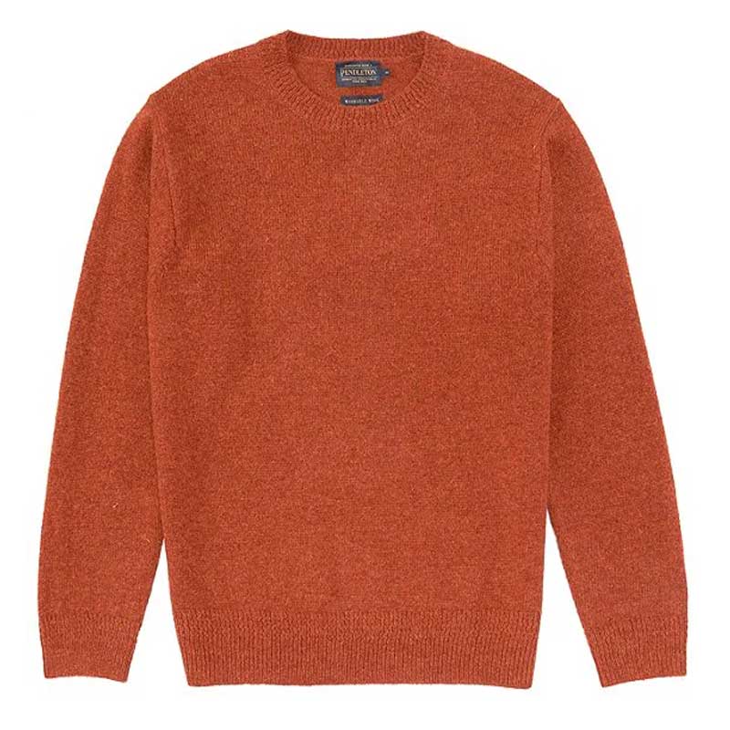 Pendleton Shetland Wool Crewneck Sweater, Terra Cotta, front view