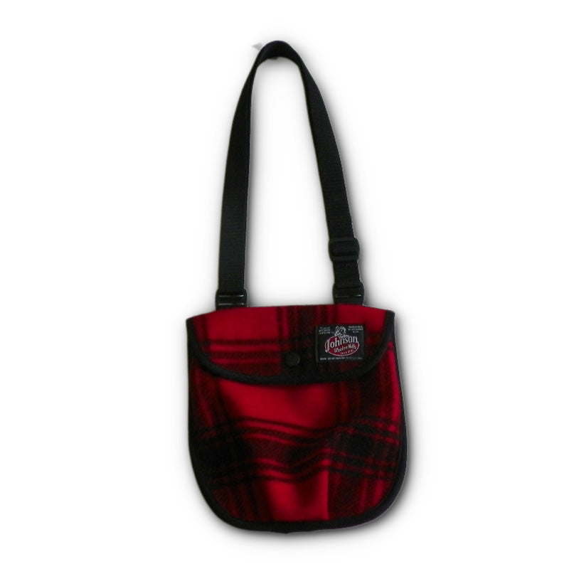 Johnson Woolen Mills Wool Swing Bag with long handle - red and black muted plaid