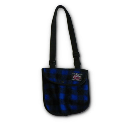 Johnson Woolen Mills Wool Swing Bag with long handle - blue and black 1" Buffalo plaid