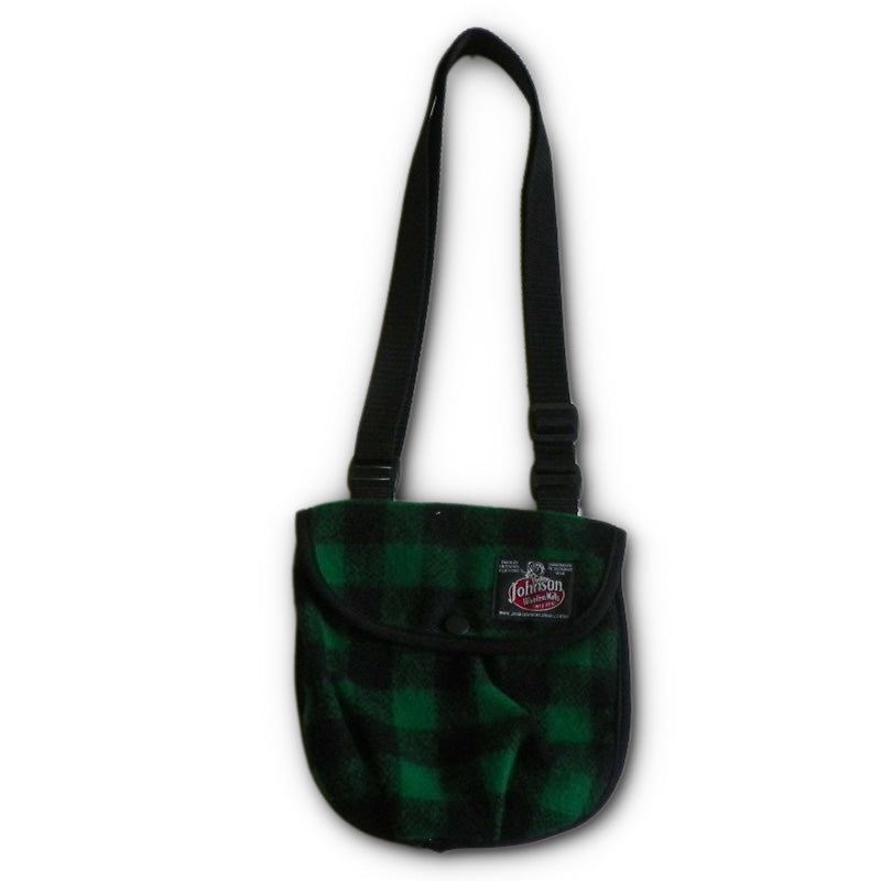 Johnson Woolen Mills Wool Swing Bag with long handle - green and black 1" buffalo plaid