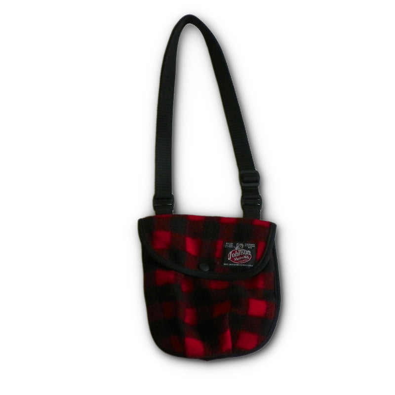 Johnson Woolen Mills Wool Swing Bag with long handle - red and black 1" Buffalo plaid