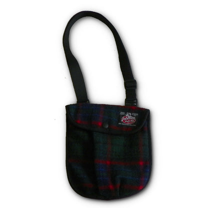 Johnson Woolen Mills Wool Swing Bag with long handle - green, blue with red windowpane plaid
