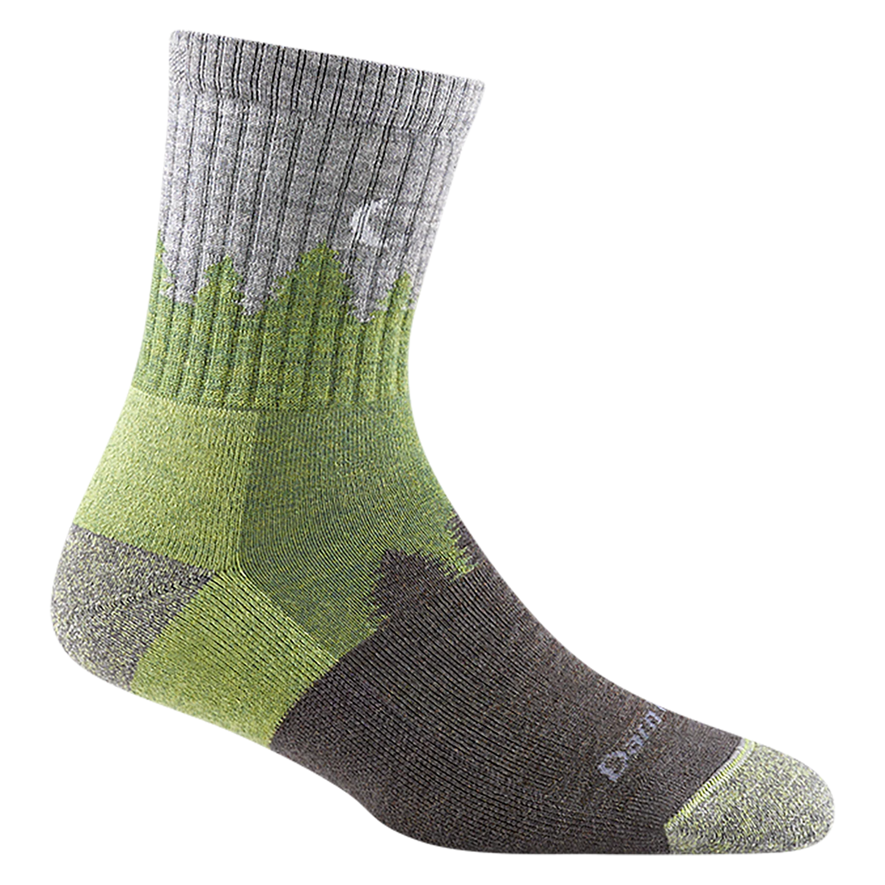 Darn Tough Womans Treeline Micro Crew Midweight Hiking Sock, Lavender with shades of green & gray, side view