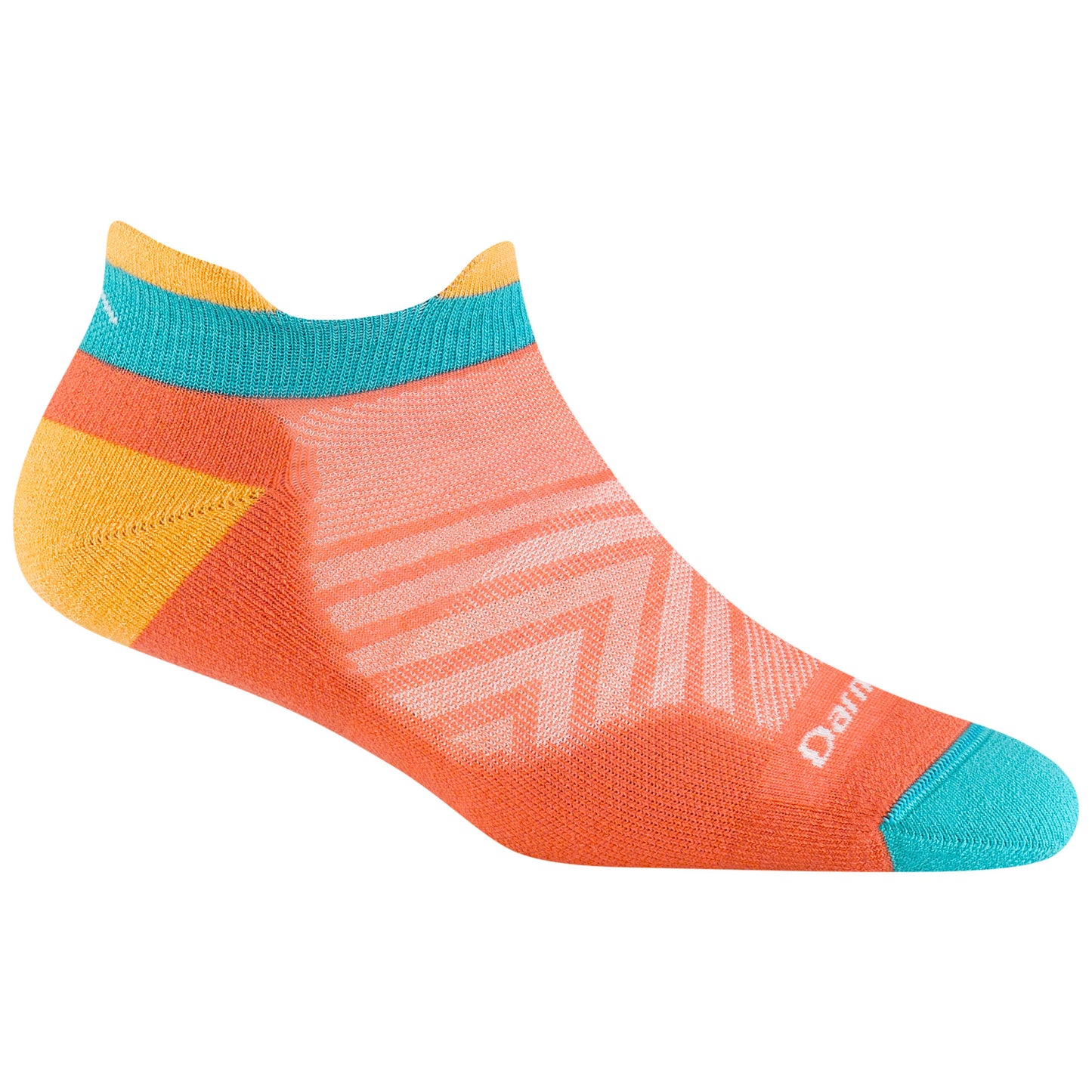 Darn Tough 1047 Reef sock - orange with teal toe and ankle and yellow heel
