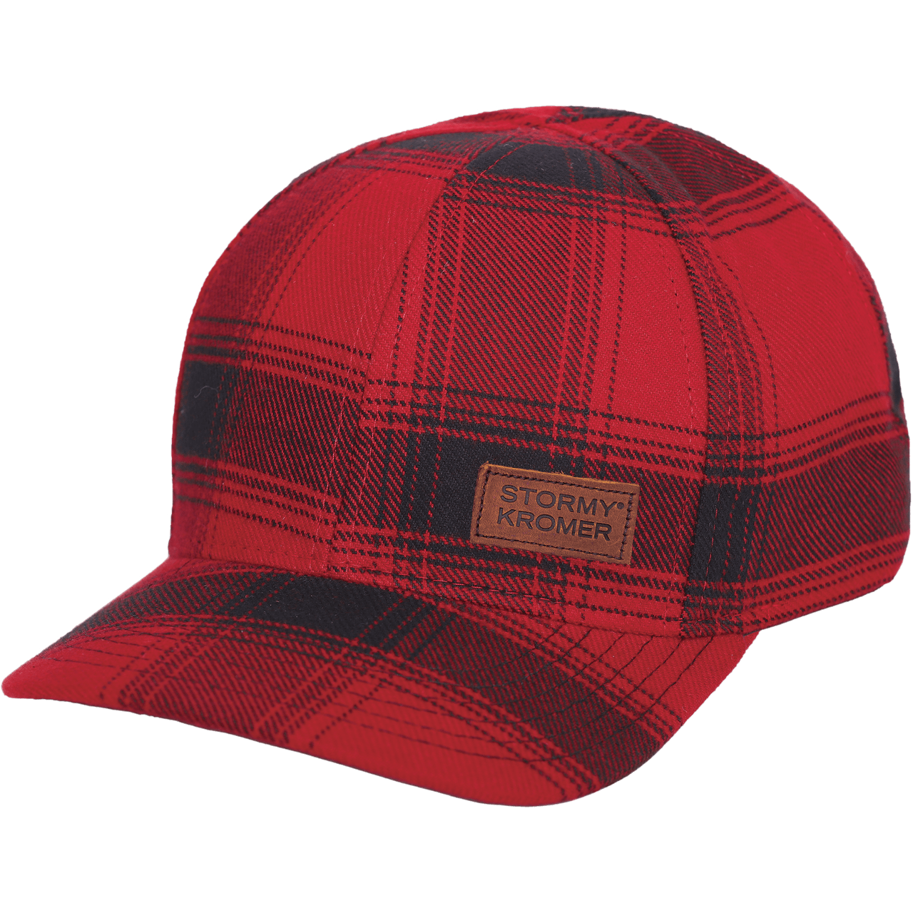 Stormy Kromer Flannel adjustable curveball hat in black and red plaid