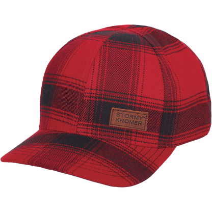 Stormy Kromer Flannel adjustable curveball hat in black and red plaid