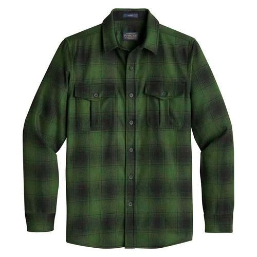 Pendleton Scout Green and black plaid button down shirt