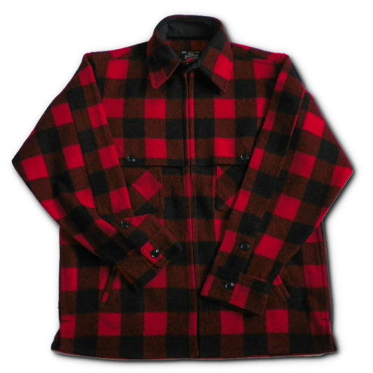 Wool Jac Shirt - Full zip, red and black buffalo plaid. Front view