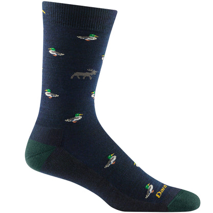 Men's Darn Tough sock 6094 in eclipse with ducks and a moose