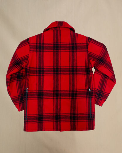 AZ 32 wool hunting coat back of jacket, red and black plaid