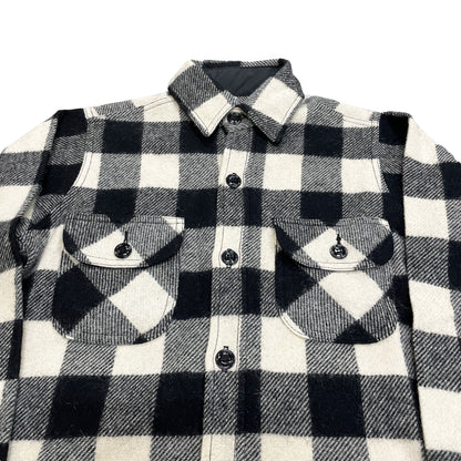 Black and White Wool long tail button down shirt pocket detail