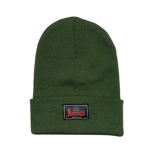 Olive beanie with black label
