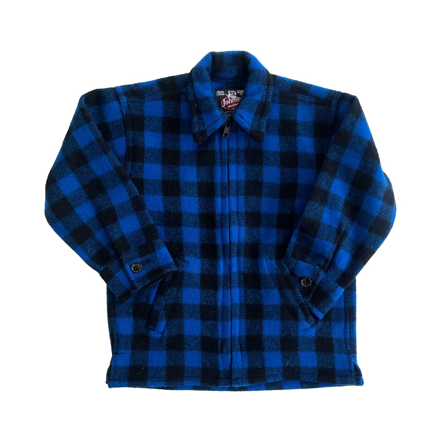 Johnson Woolen Mills Childrens blue and black buffalo check Wool jac shirt