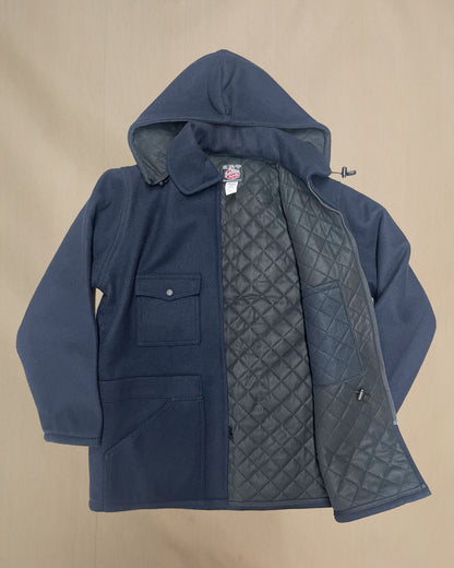 Johnson Woolen Mills Men's Lined Wool Jacket with Detachable Hood -Navy