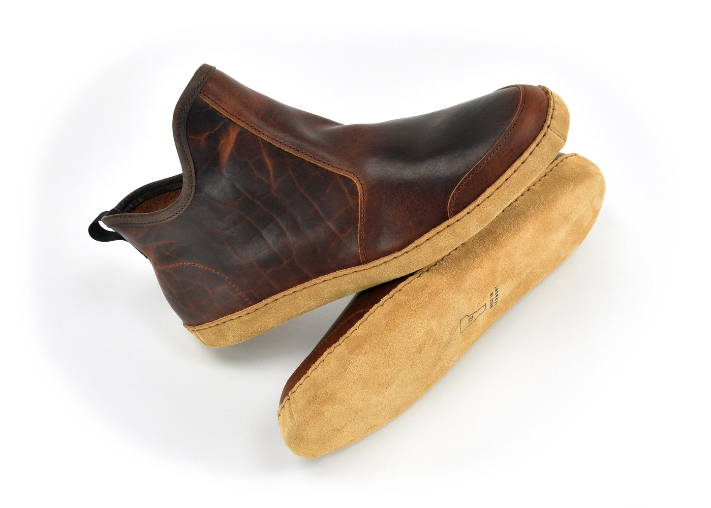 Vermont House Shoes - Hi-Top - Tobacco Bison side and bottom view