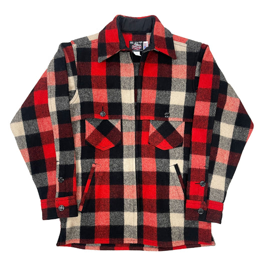 Men's Double cape jac shirt in red black ivory plaid