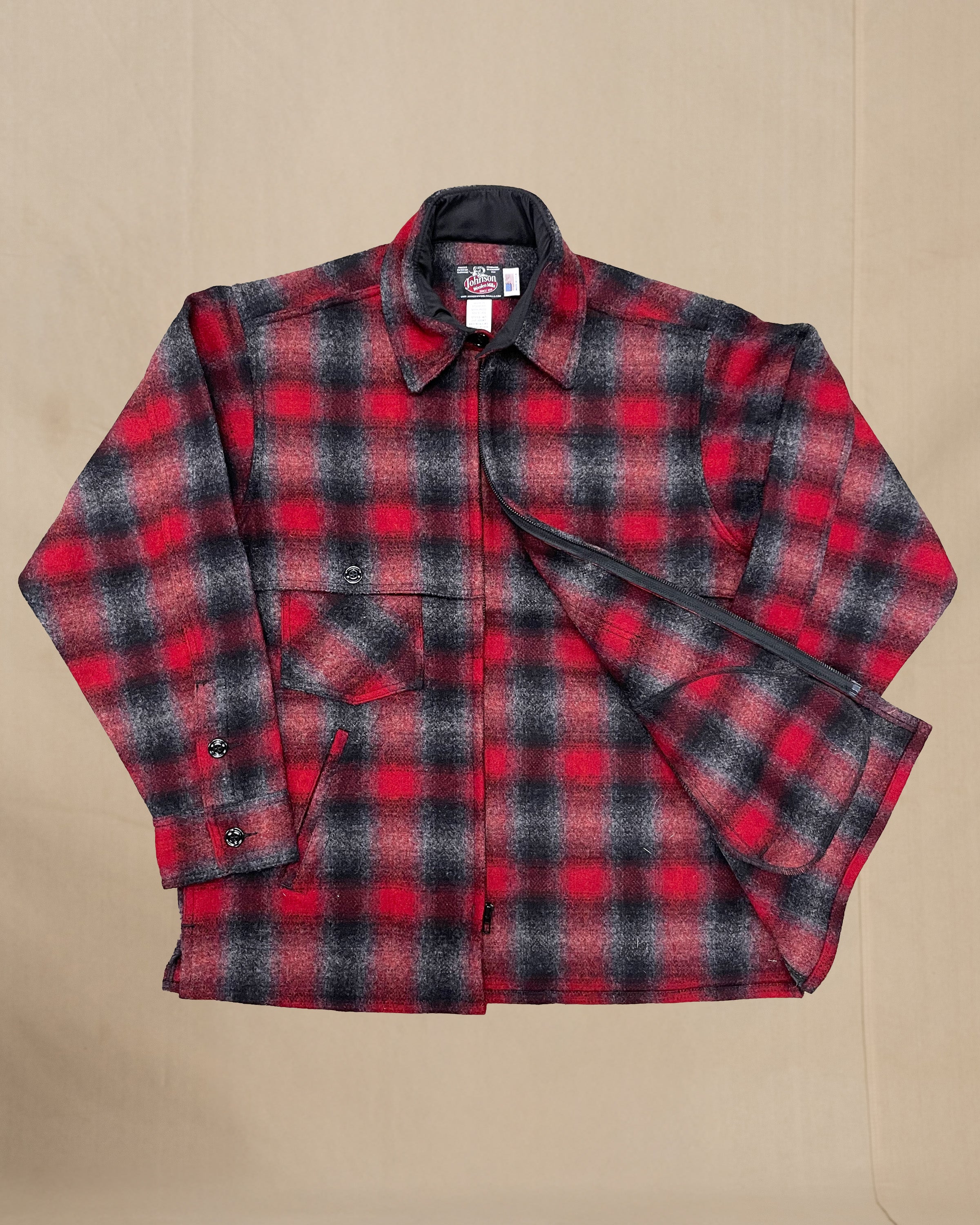 Double Cape Jac Shirt - Red Gray Muted Plaid – Johnson Woolen Mills