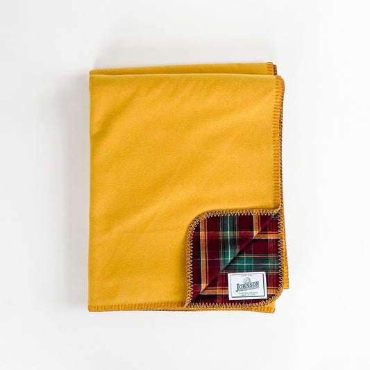 Flannel-Lined Wool Throw - Yellow