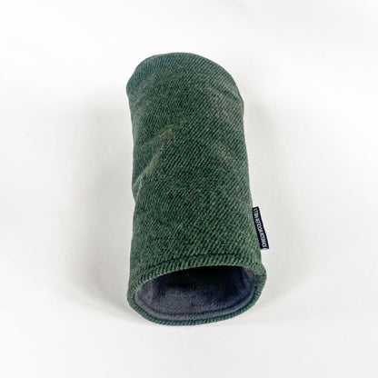 Olive wool twill driver headcover shown with fleece lining