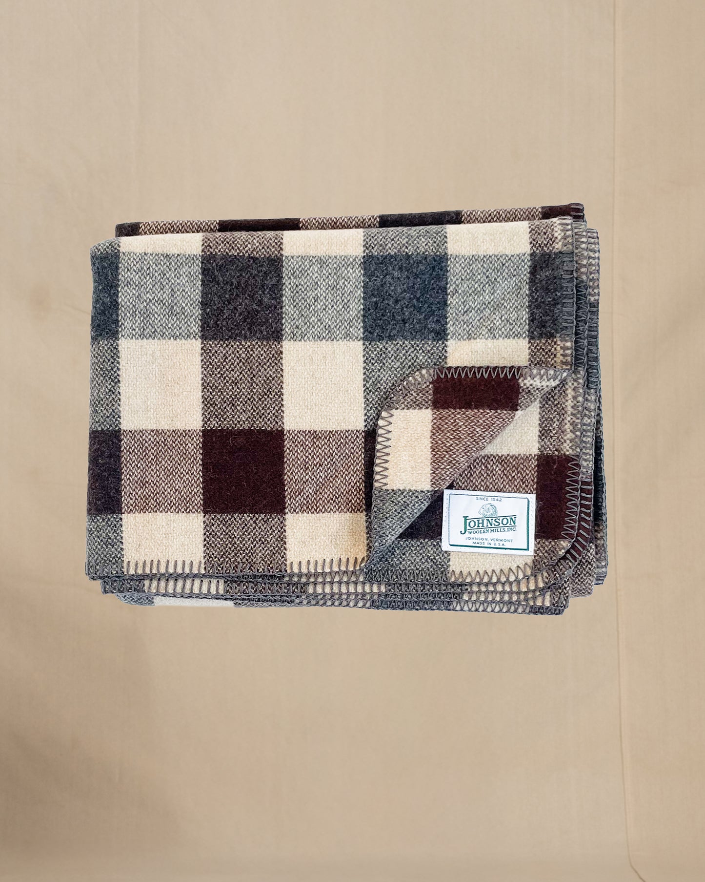 Johnson Woolen Mills throws Brown/Beige squares 