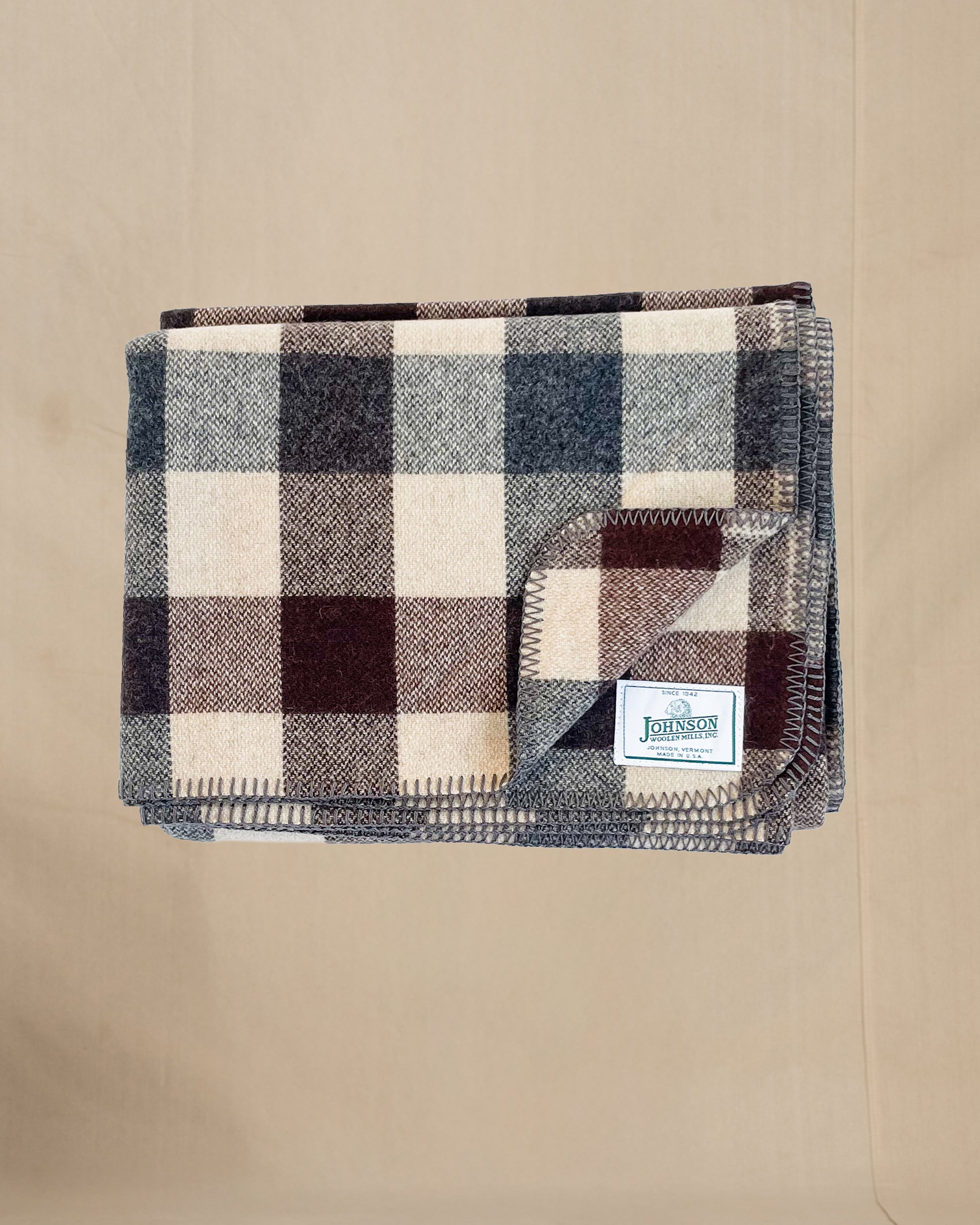 Johnson Woolen Mills throws Brown/Beige squares 