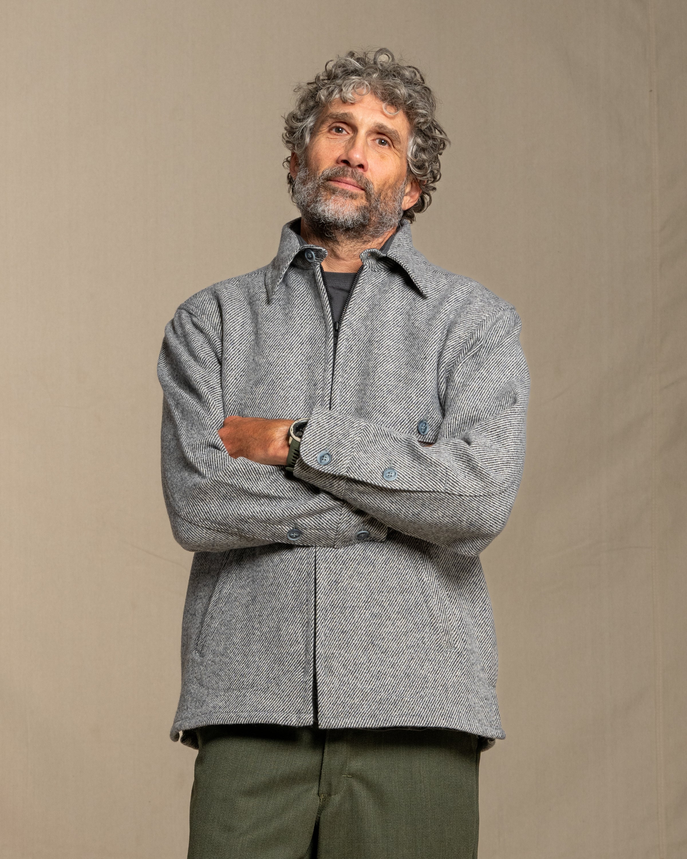 Double Cape Jac Shirt - Gray Twill – Johnson Woolen Mills
