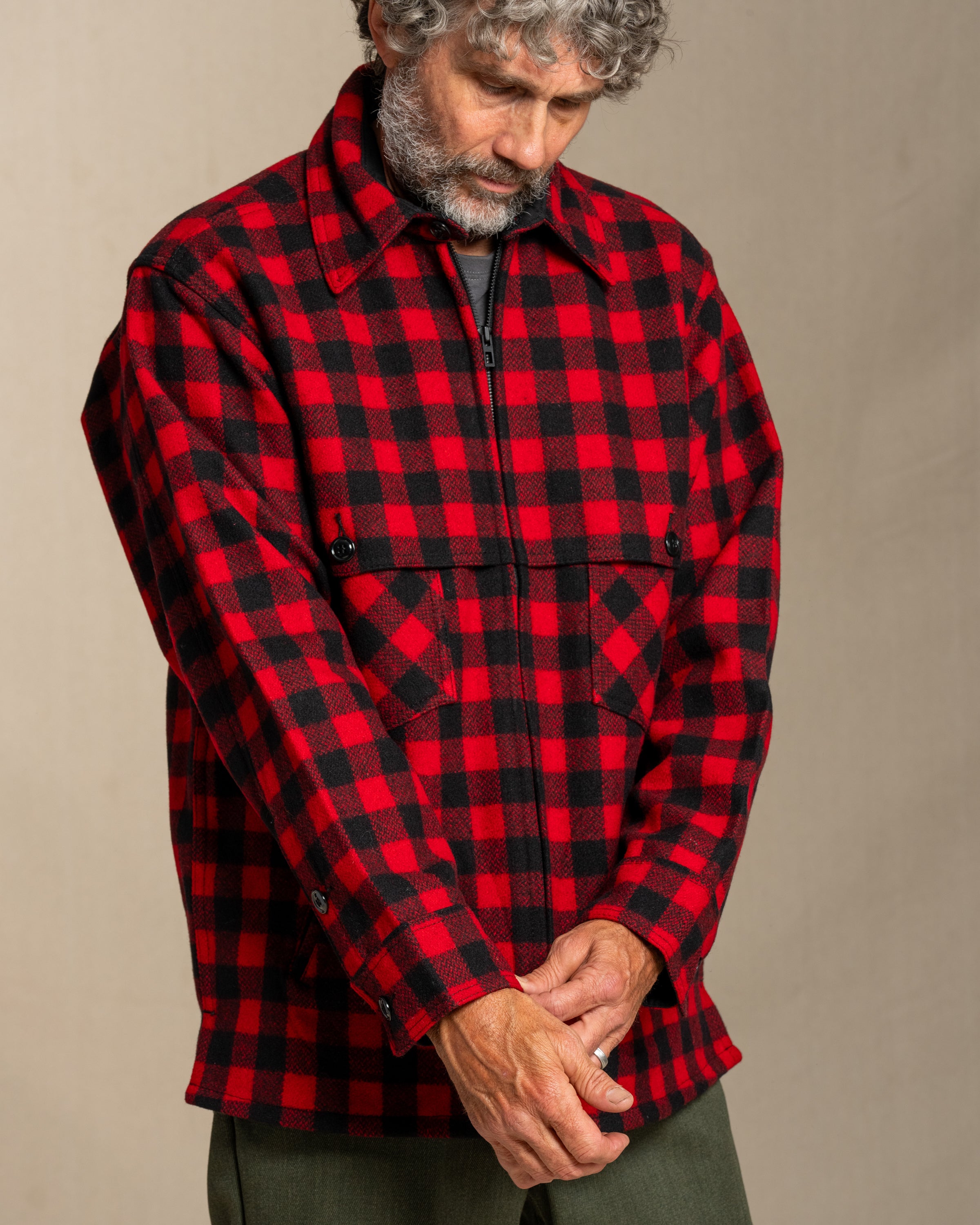 Double Cape Jac Shirt - Red & Black Buffalo Check – Johnson Woolen