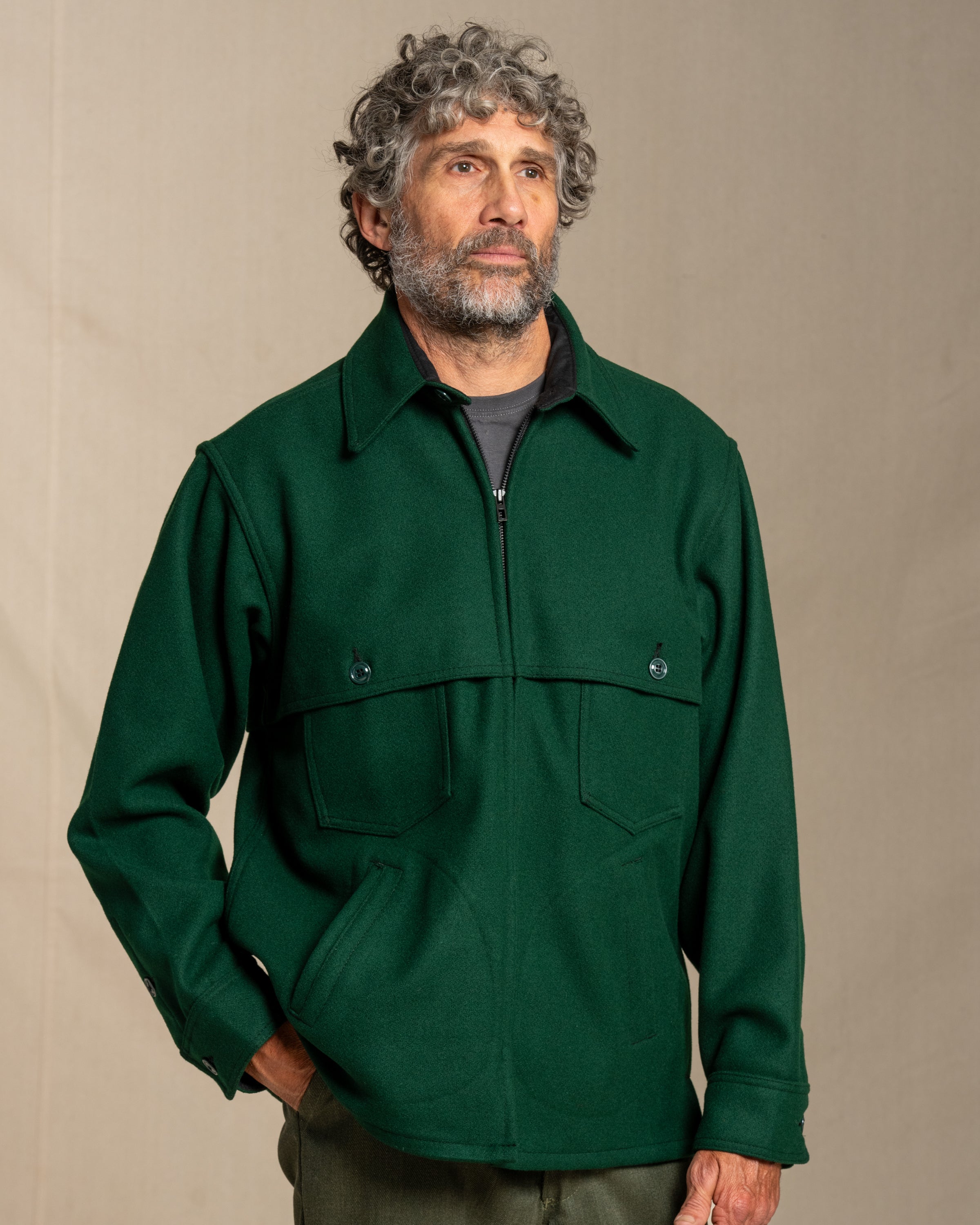 Double Cape Jac Shirt - Spruce Green – Johnson Woolen Mills