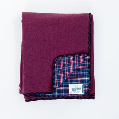 Flannel-Lined Wool Throw - Purple