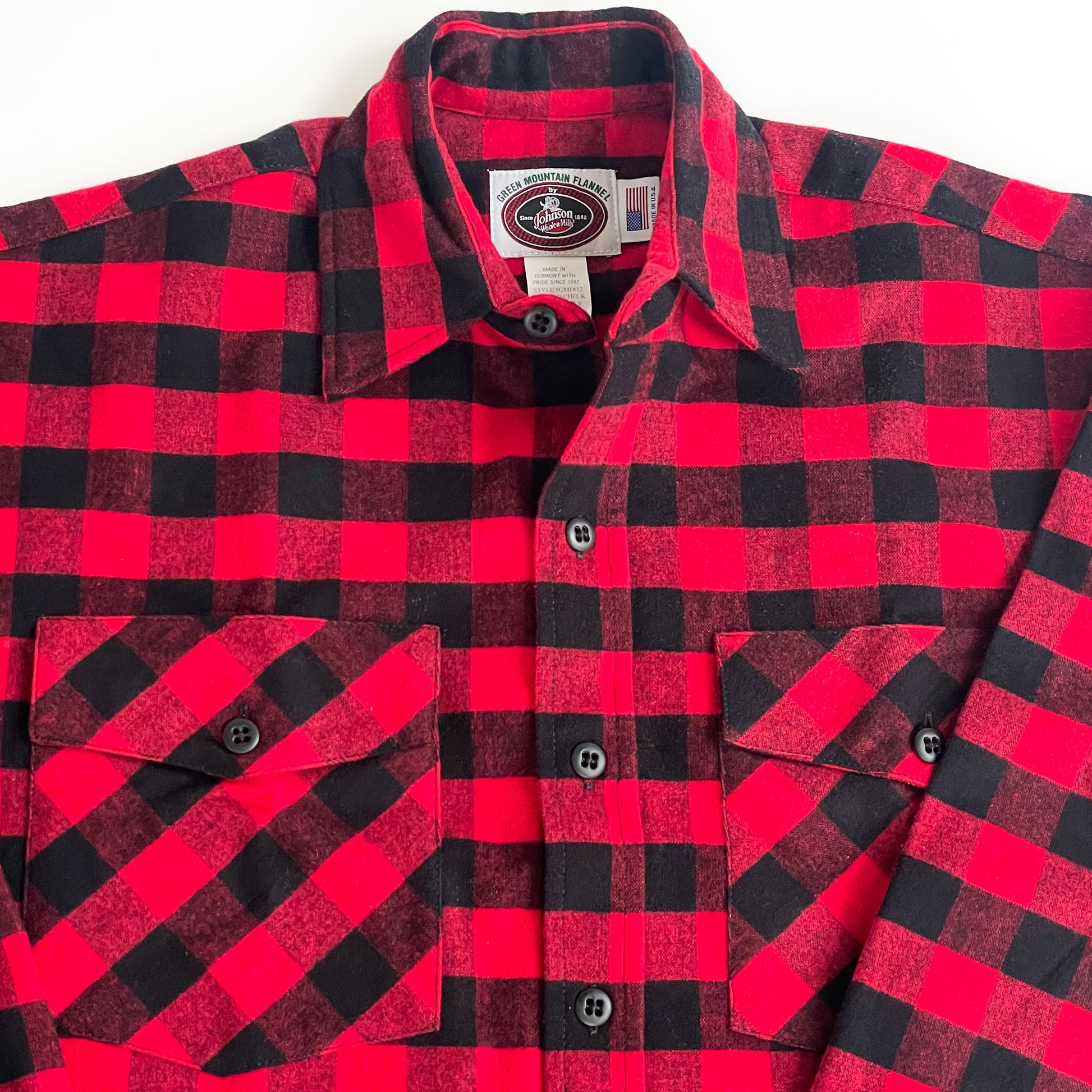 Mens Flannel Button Shirt - Red & Black Buffalo Check – Johnson Woolen ...