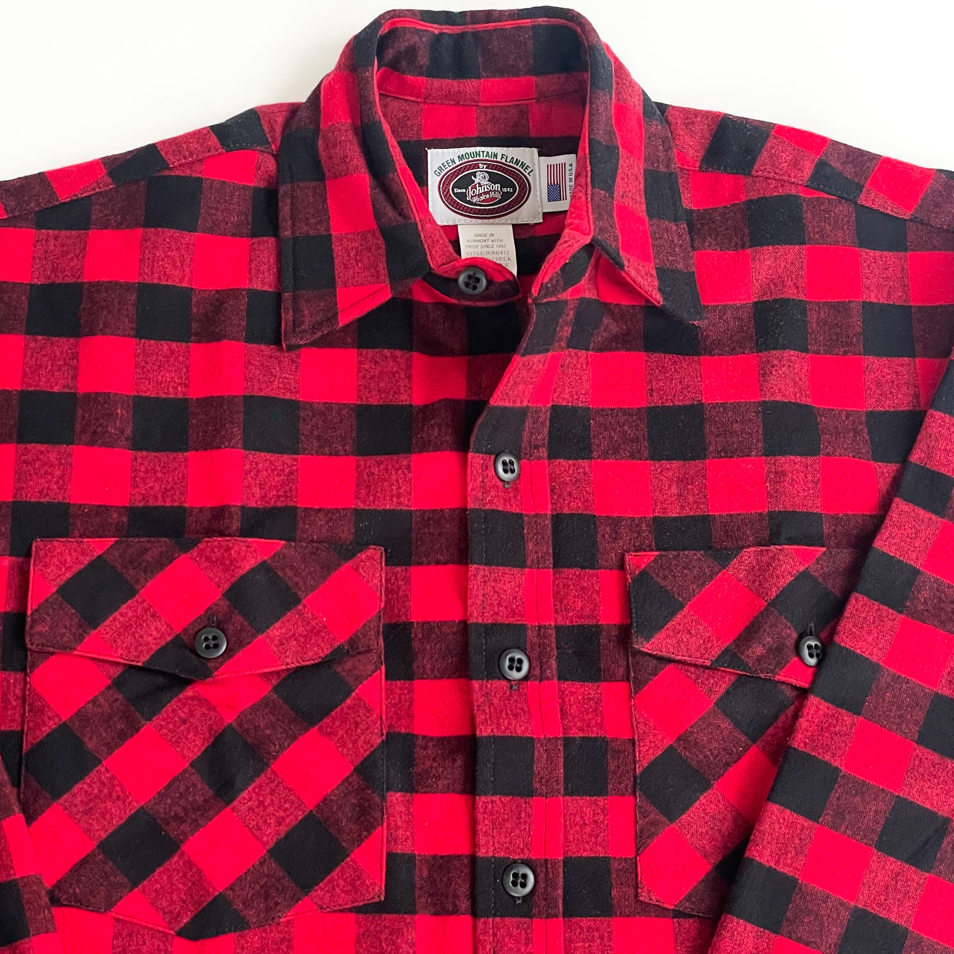 Mens Flannel Button Shirt - Red & Black Buffalo Check - GMF12 - Red Black 1" Buffalo Check / M Mens Flannel Button Shirt - Red & Black Buffalo Check - GMF12 - Red Black 1" Buffalo Check / M