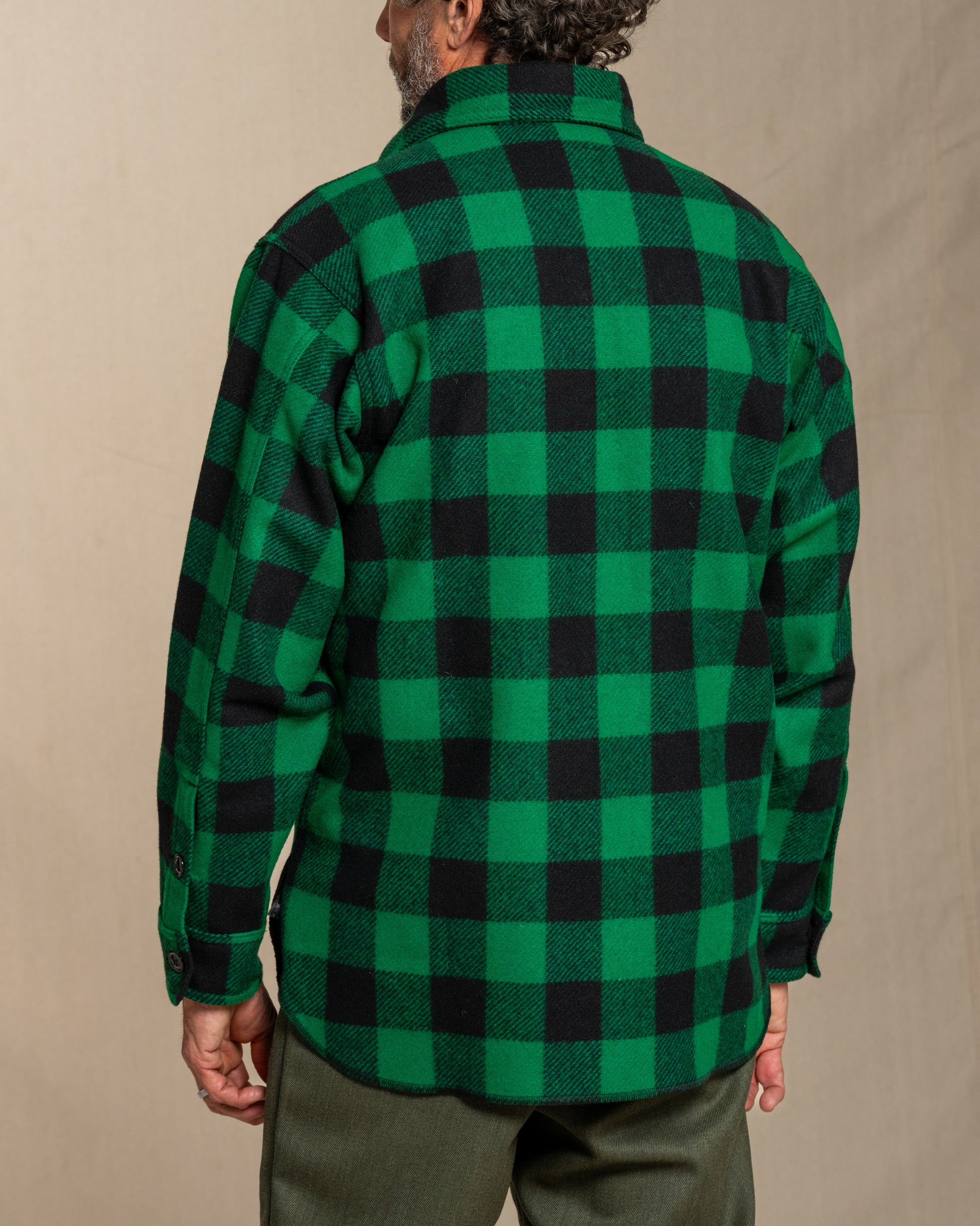 Long Tail Wool Button Down Shirt 45 - Green Black 2" Buffalo Check / 38 - XS Long Tail Wool Button Down Shirt 45 - Green Black 2" Buffalo Check / 38 - XS