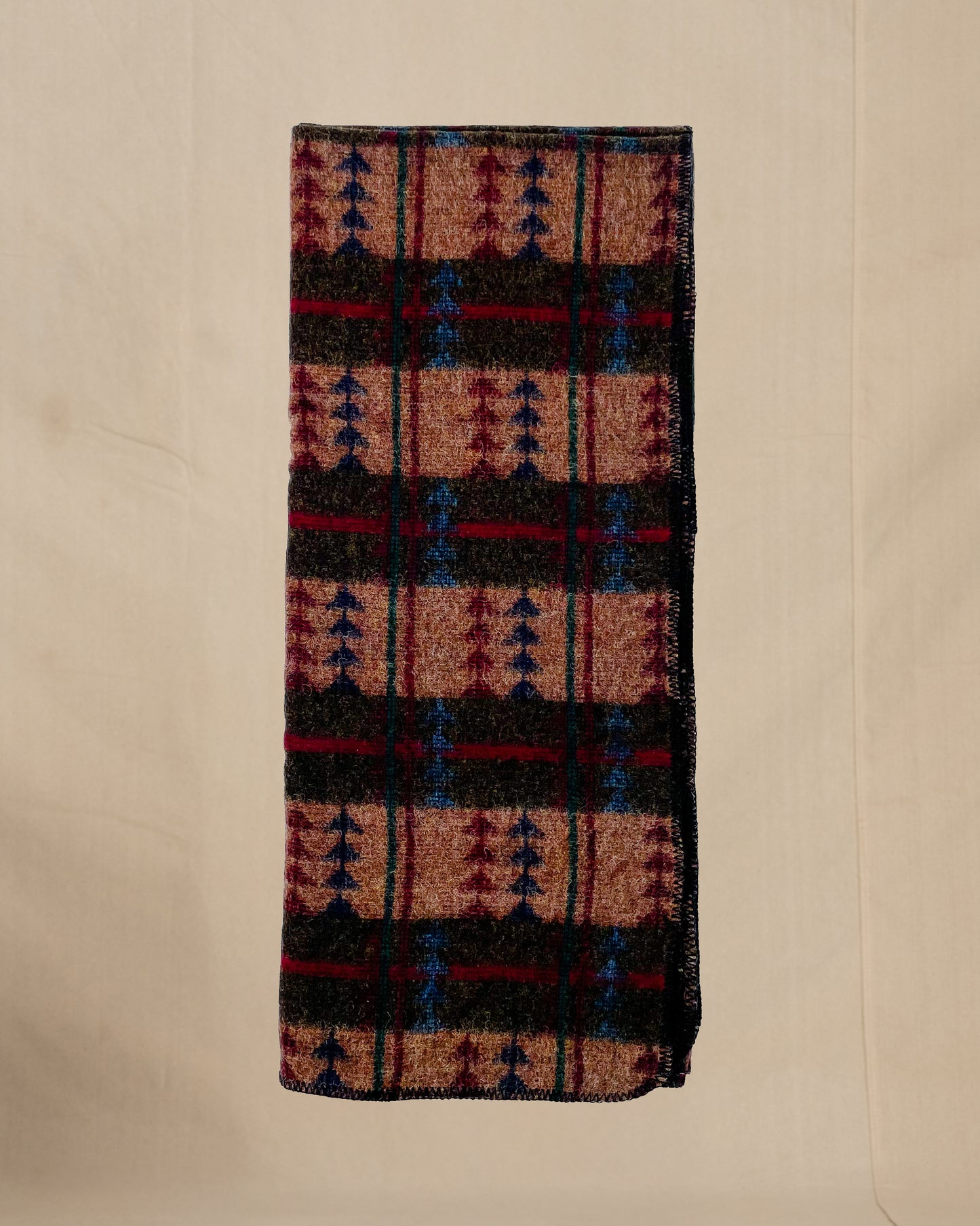 Johnson Woolen Mills Lodge Norris Throw, Ginger/Maroon/Sage Print unfolded view