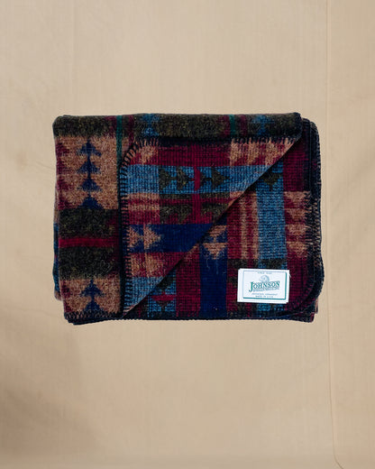 Johnson Woolen Mills Lodge Norris Throw, Ginger/Maroon/Sage Print
