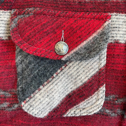 Johnson Woolen Mills Sterling Mountain Button Shirt view of pocket with sterling button