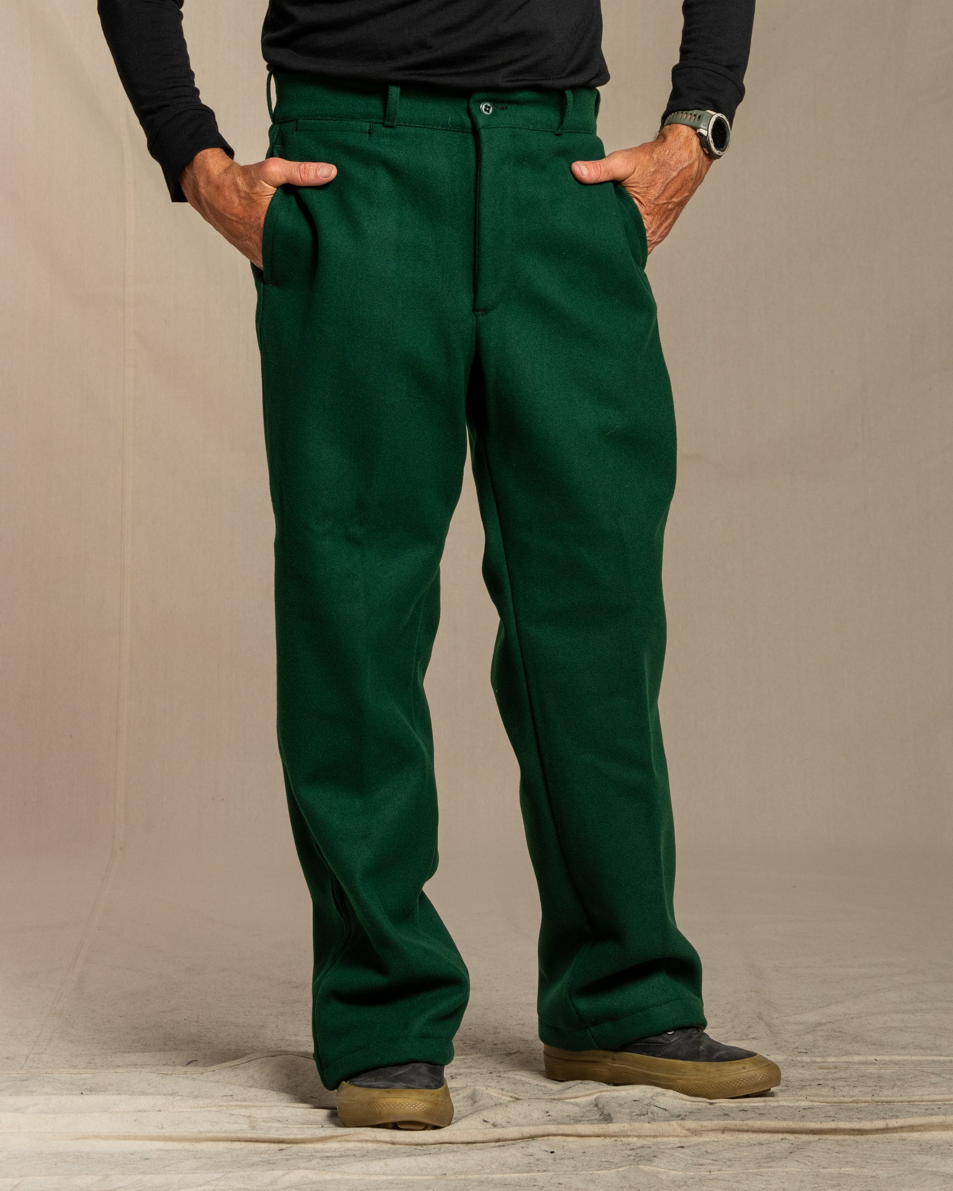 Green wool lined pants