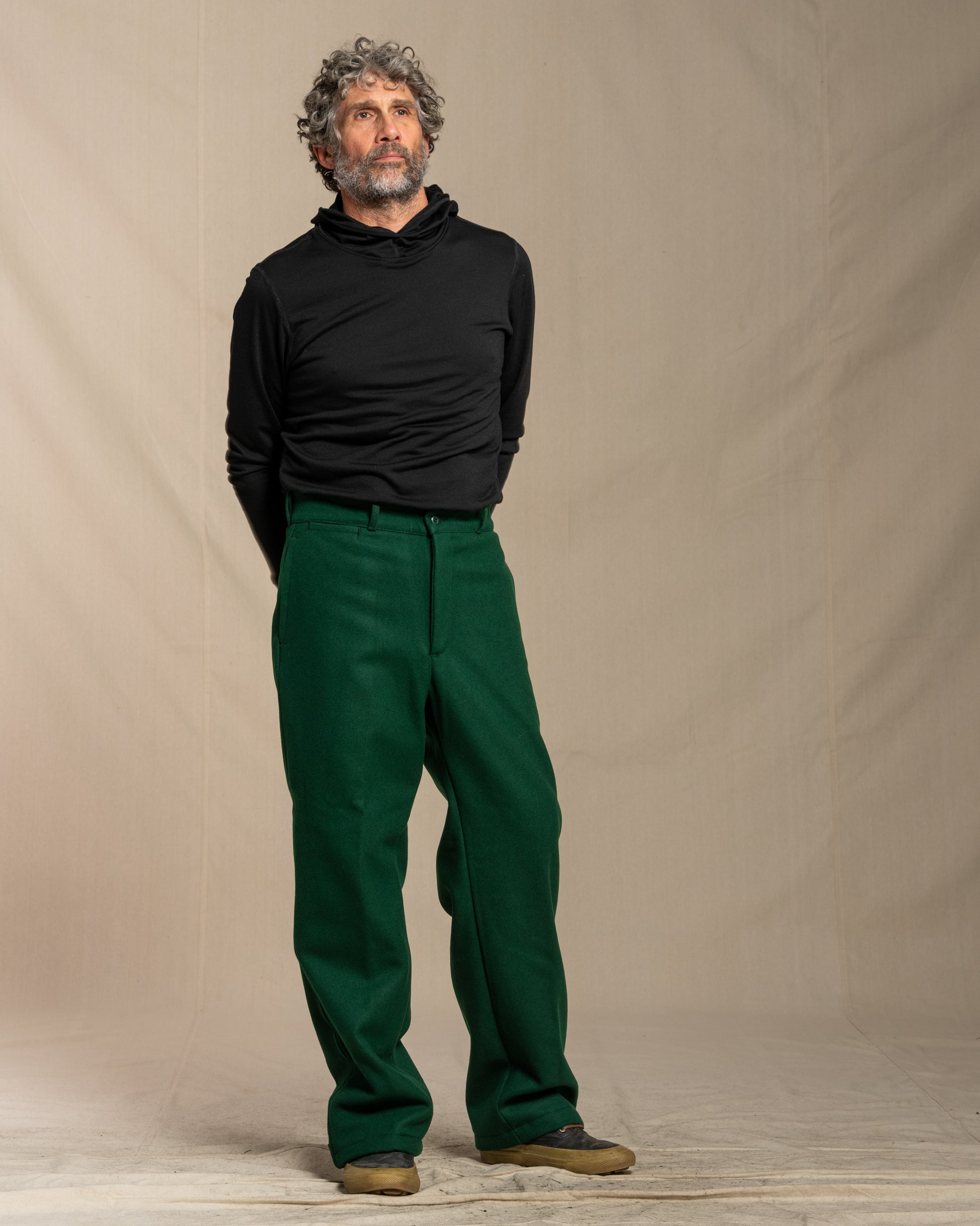 Green wool lined pants