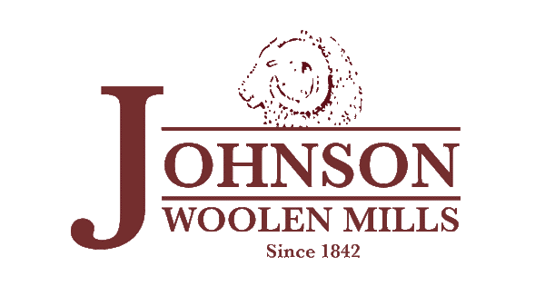 Johnson Woolen Mills Logo , Red and white with a Ram head 