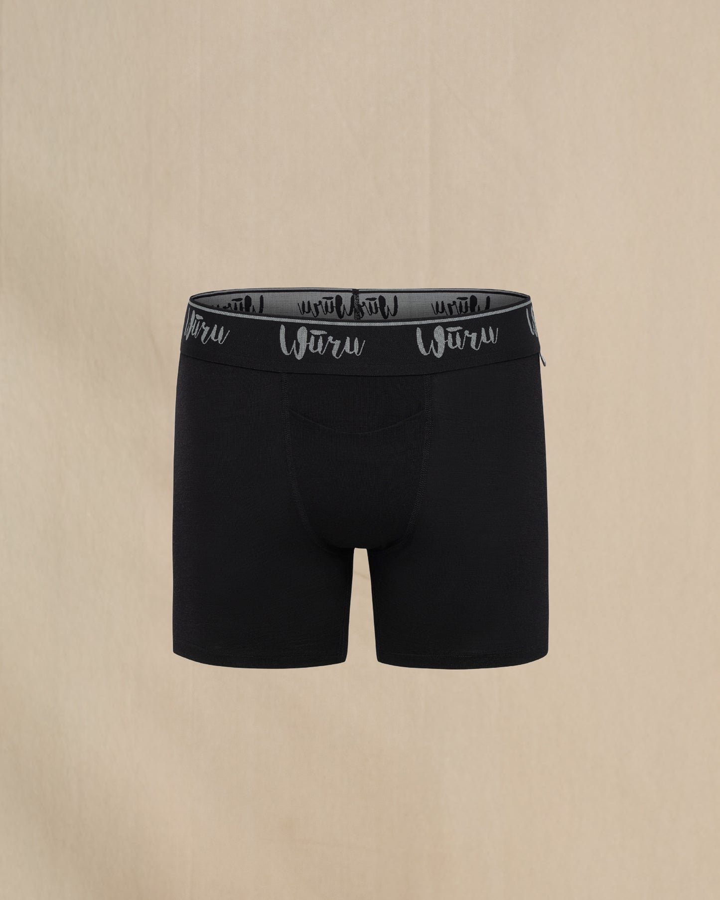 Wuru Men's 100% Merino Wool Boxer Brief Black