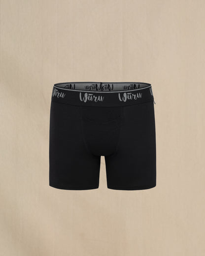 Wuru Men's 100% Merino Wool Boxer Brief Black